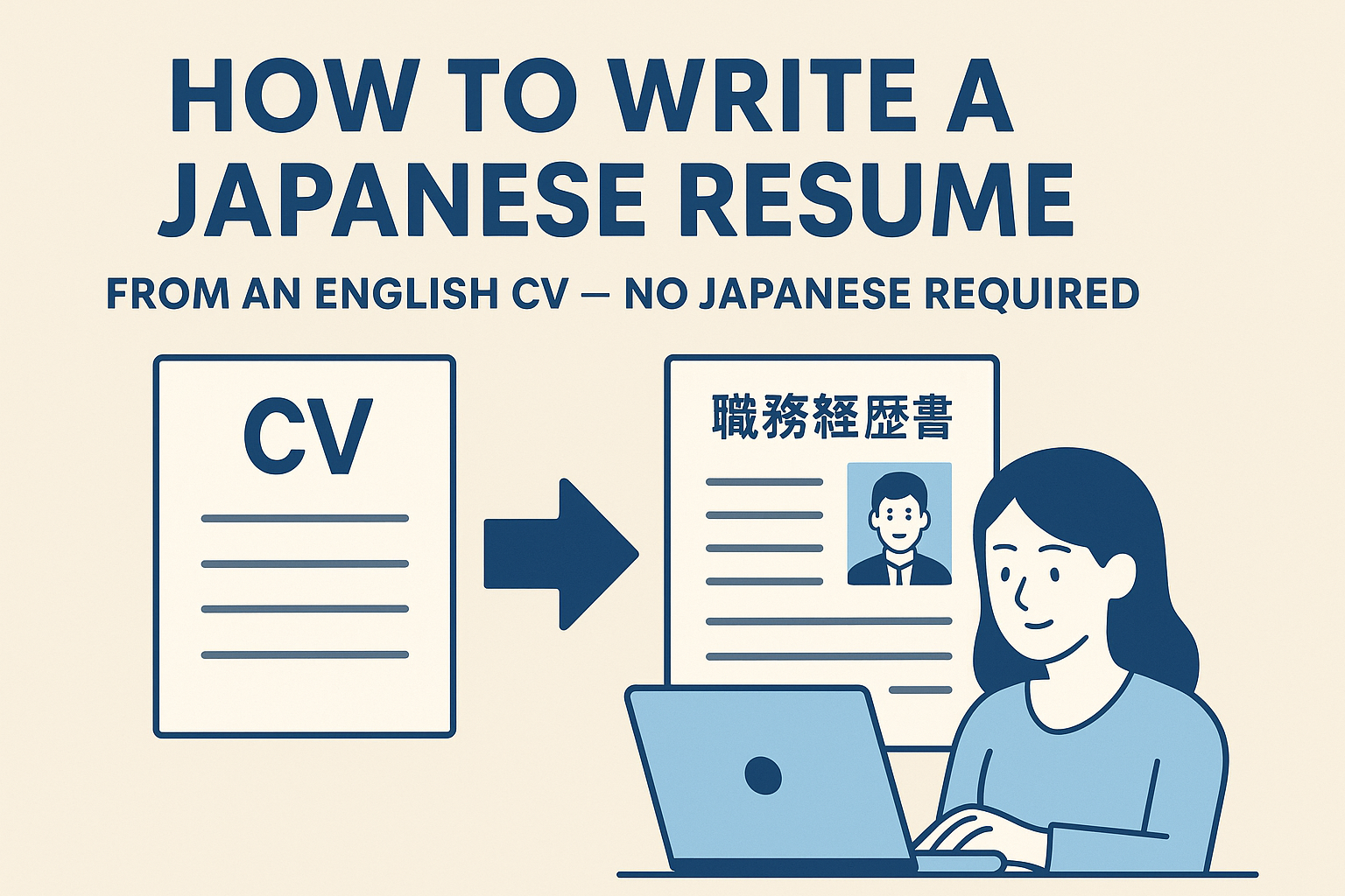 AI resume conversion from English CV to Japanese resume illustration
